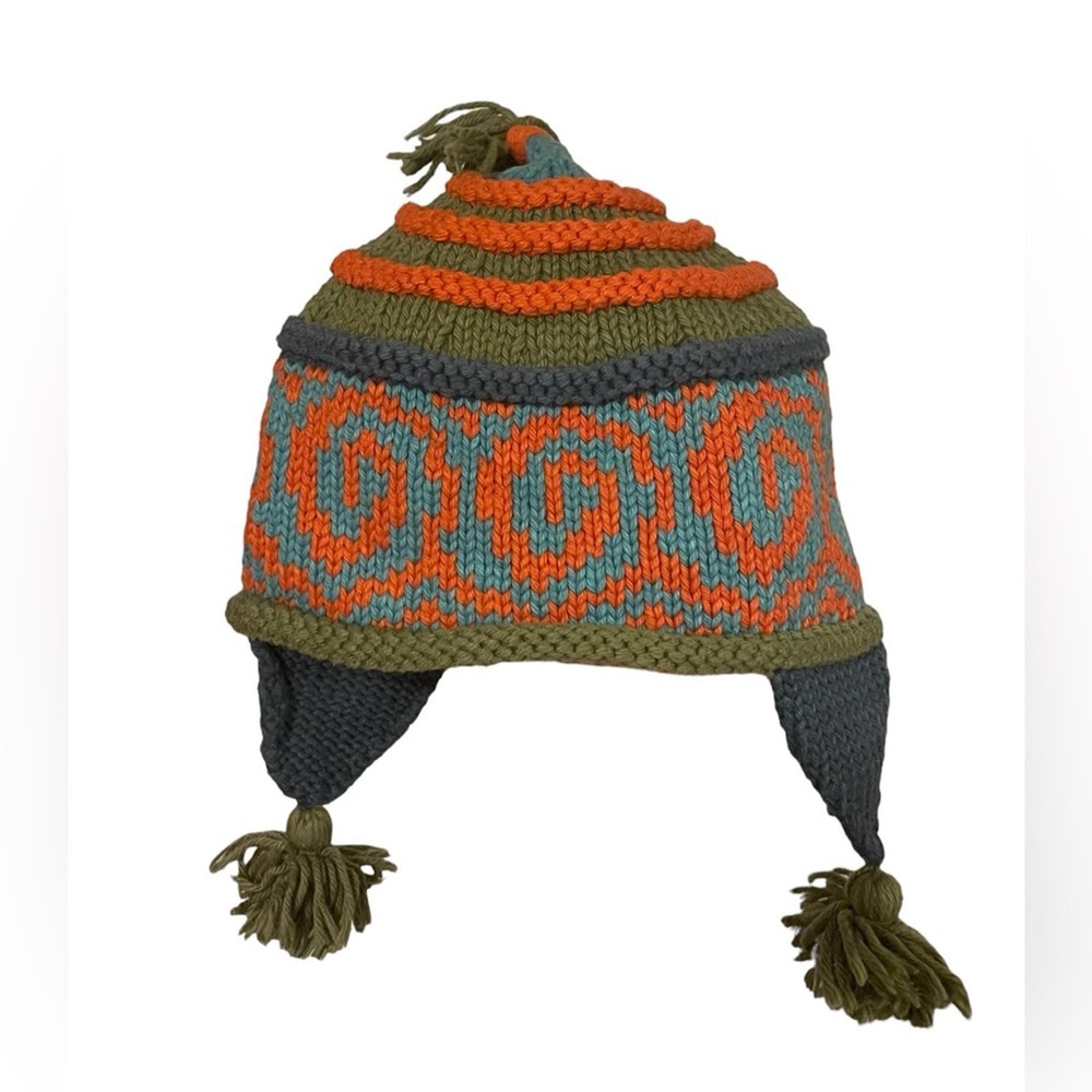 Kid’s Knitted Winter Hat Multicolored With Tassels